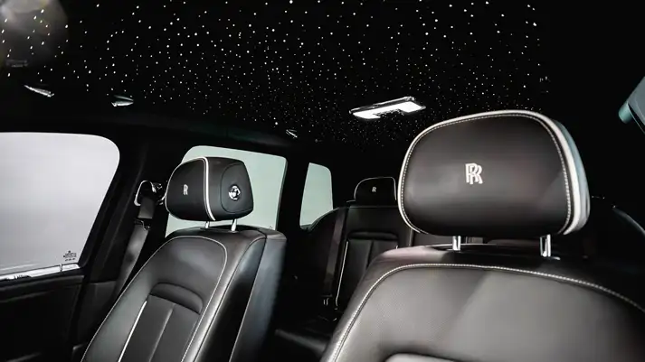 Black Rolls Royce Cullinan Widebody rental interior view - mph club