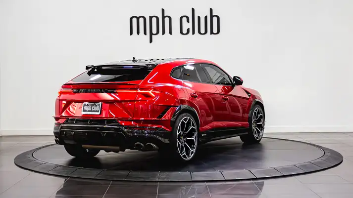 Red Lamborghini Urus Performante rental rear view - mph club