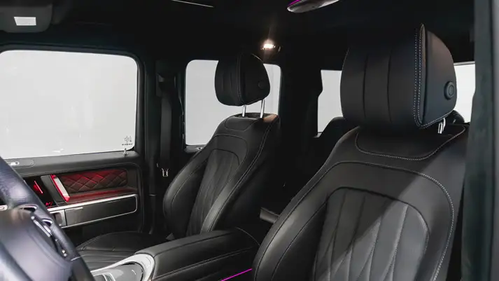 Blue Mercedes Benz G63 AMG G-Wagon rental interior view - mph club