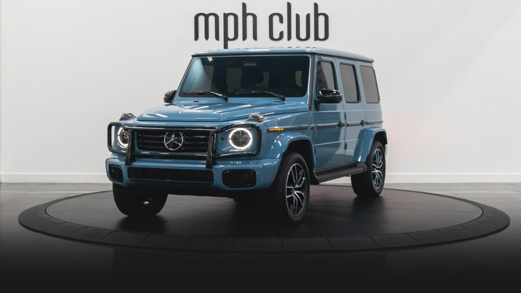 Blue Mercedes Benz G63 AMG G-Wagon rental profile view - mph club