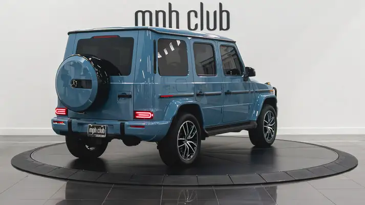 Blue Mercedes Benz G63 AMG G-Wagon rental rear view - mph club