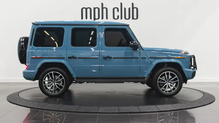 Blue Mercedes Benz G63 AMG G-Wagon rental side view - mph club