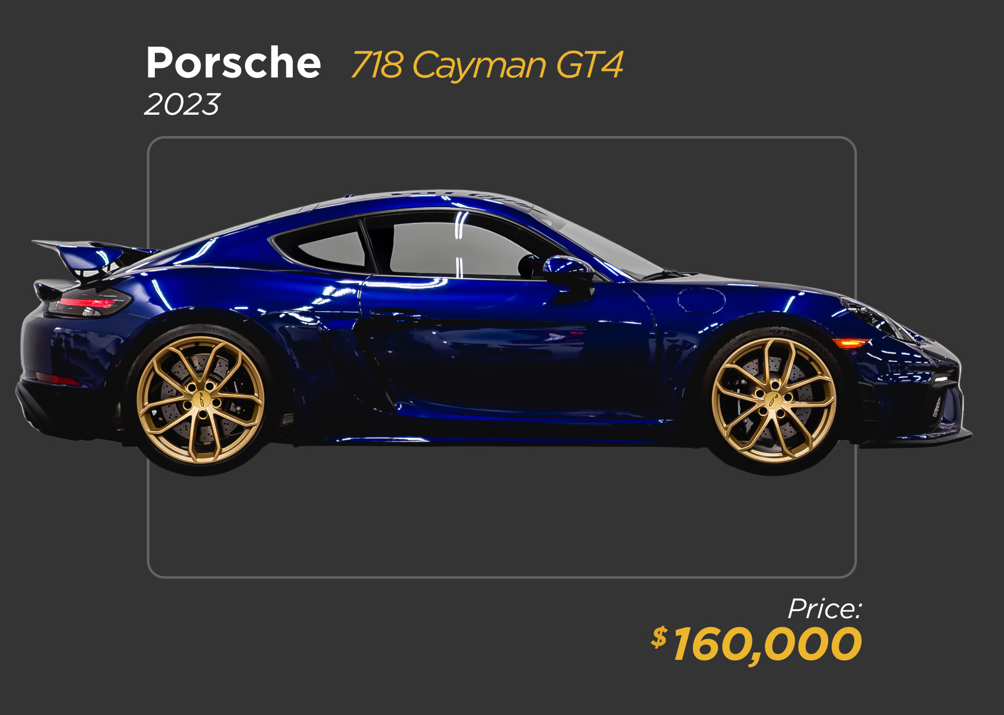 2023 blue Porsche 718 Cayman GT4 for sale - mph club 160k