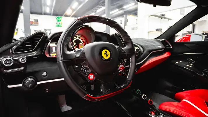 Ferrari 488 Pista rental dashboard view - mph club