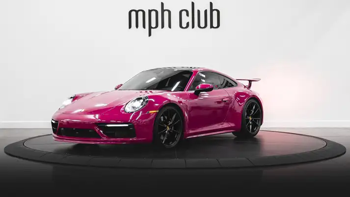 Pink Porsche 911 Carrera 4S rental profile view rszd - mph club