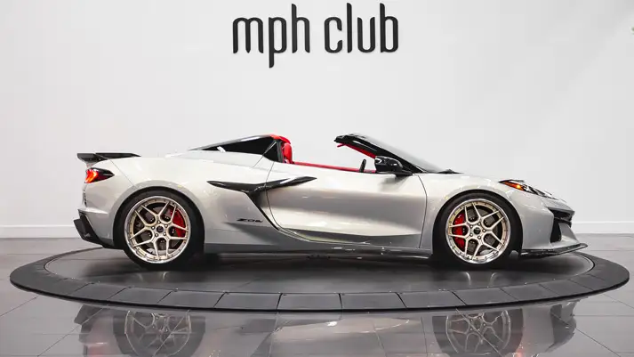 Silver Chevrolet Corvette Z06 rental side view - mph club
