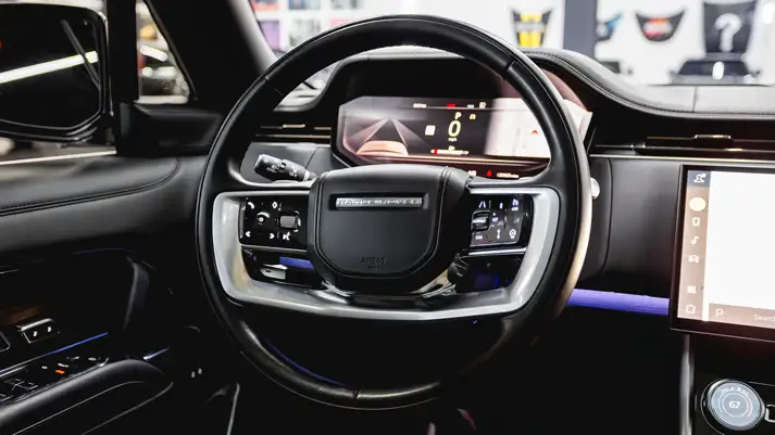 White Range Rover HSE Autobiography rental dashboard view - mph club
