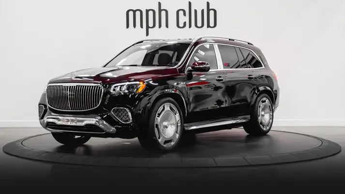 Black on black Mercedes Maybach SUV rental profile view rszd - mph club