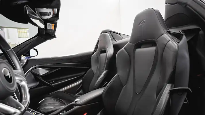 Blue McLaren 750s rental interior view - mph club