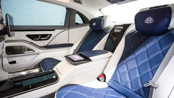 Silver Mercedes Benz Maybach S600 rental interior view - mph club
