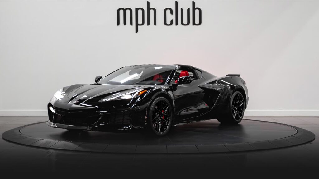 Black Chevrolet Corvette Z06 rental profile view - mph club