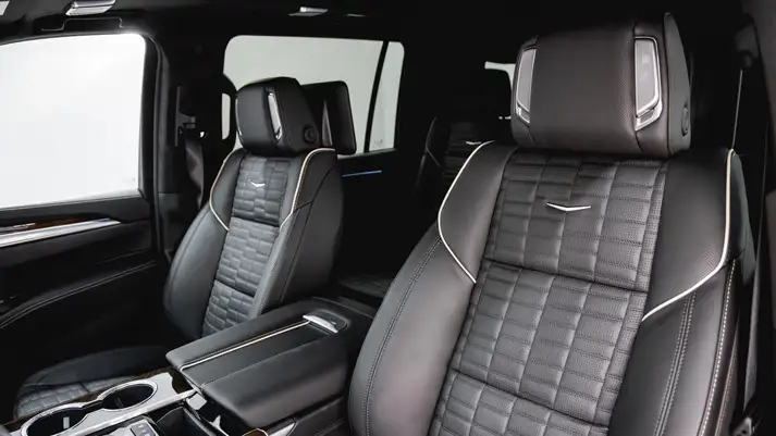 Black on black Cadillac Escalade ESV rental interior view - mph club