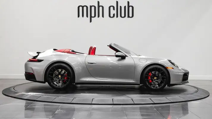 Silver Porsche 911 Carrera Cabriolet rental side view - mph club