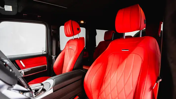 White Mercedes Benz AMG G63 4x4 SUV rental interior view - mph club