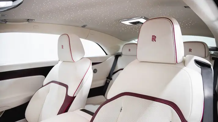 Pink Rolls Royce Spectre rental interior view - mph club