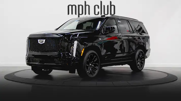 Black Cadillac Escalade Sport rental profile view rszd - mph club