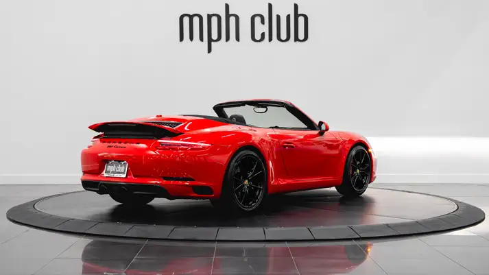 Red Porsche 911 Carrera Cabriolet rental rear view - mph club