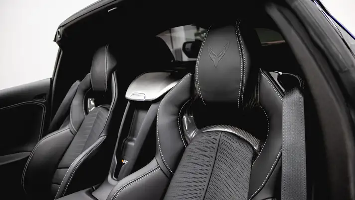 Blue Chevrolet Corvette Z06 rental interior view - mph club