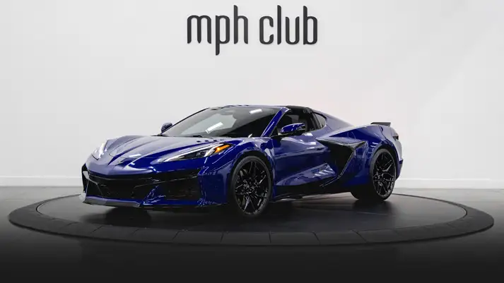 Blue Chevrolet Corvette Z06 rental profile view rszd - mph club