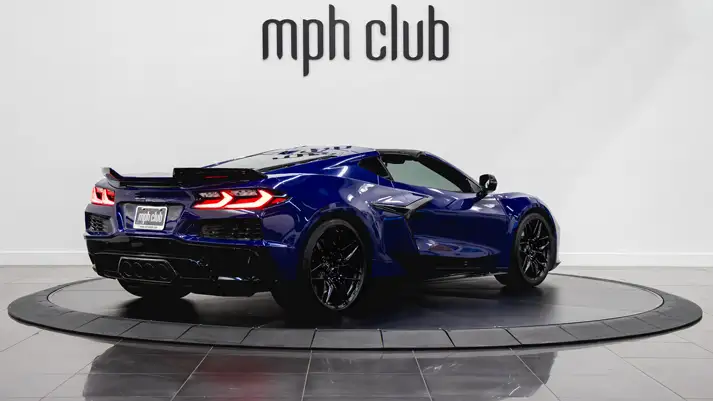 Blue Chevrolet Corvette Z06 rental rear view - mph club