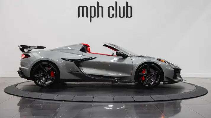 Grey Chevrolet Corvette Z06 rental side view - mph club