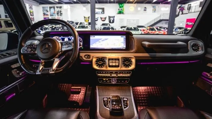 Grey Mercedes Benz AMG G63 SUV rental dashboard view - mph club