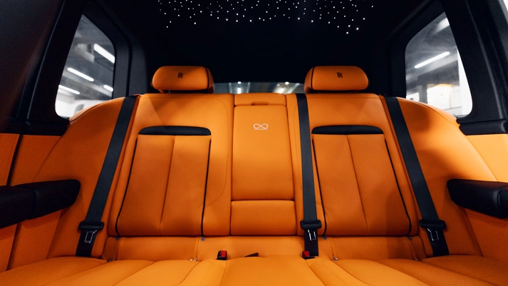 Grey Rolls Royce Cullinan Black Badge rental interior view - mph club