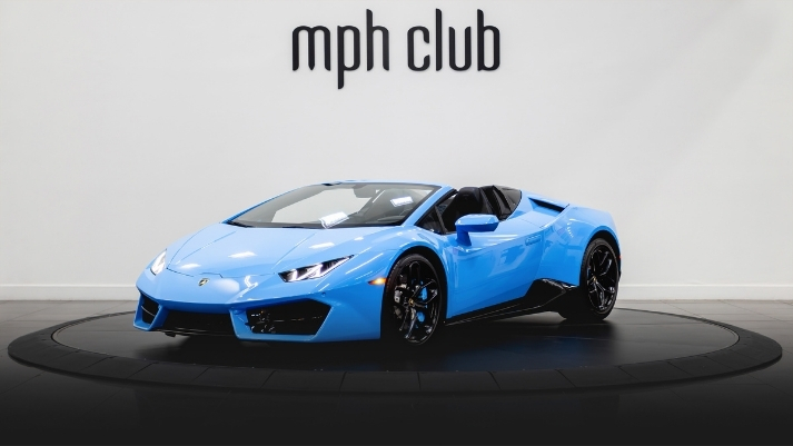 Light blue Lamborghini Huracan Spyder profile view rszd - mph club
