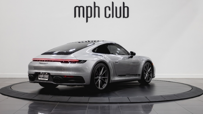 Silver Porsche 911 Carrera T rental rear view - mph club