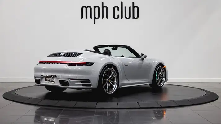 Grey Porsche 911 Carrera Cabriolet for rent rear view - mph club
