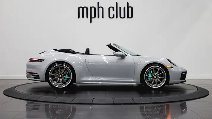 Grey Porsche 911 Carrera Cabriolet for rent side view - mph club