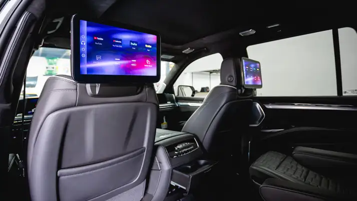 White Cadillac Escalade V for rent interior view - mph club