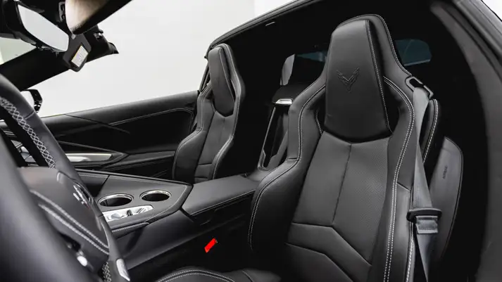 Black on black Chevrolet Corvette Z06 rental interior view - mph club